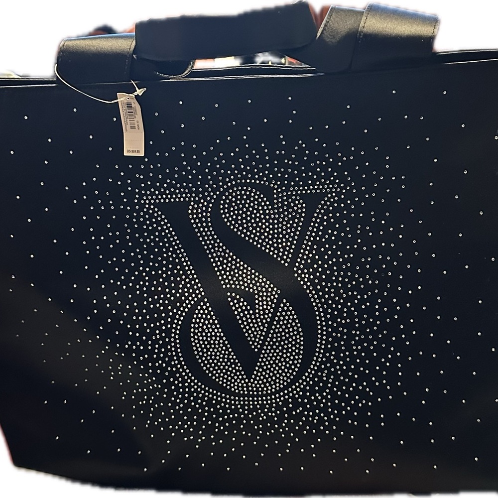 Victoria Secret black  tote bag with sequins NWT
